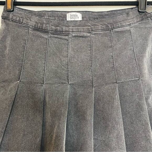 Simple Society Y2K Gray Pleated Preppy Mini Skirt XL - Picture 2 of 9